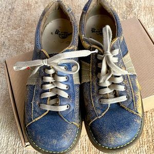Dr Martens | Vintage Blue Crackle Leather Lace-up Oxfords